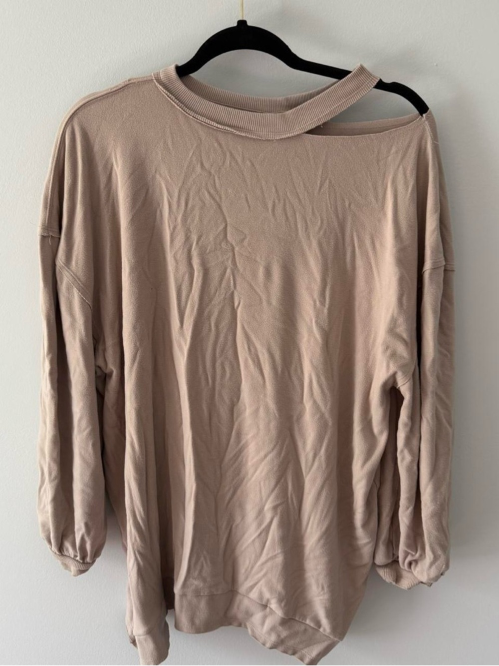 FP movement Taupe Off-Shoulder Relaxed Sweatshirt